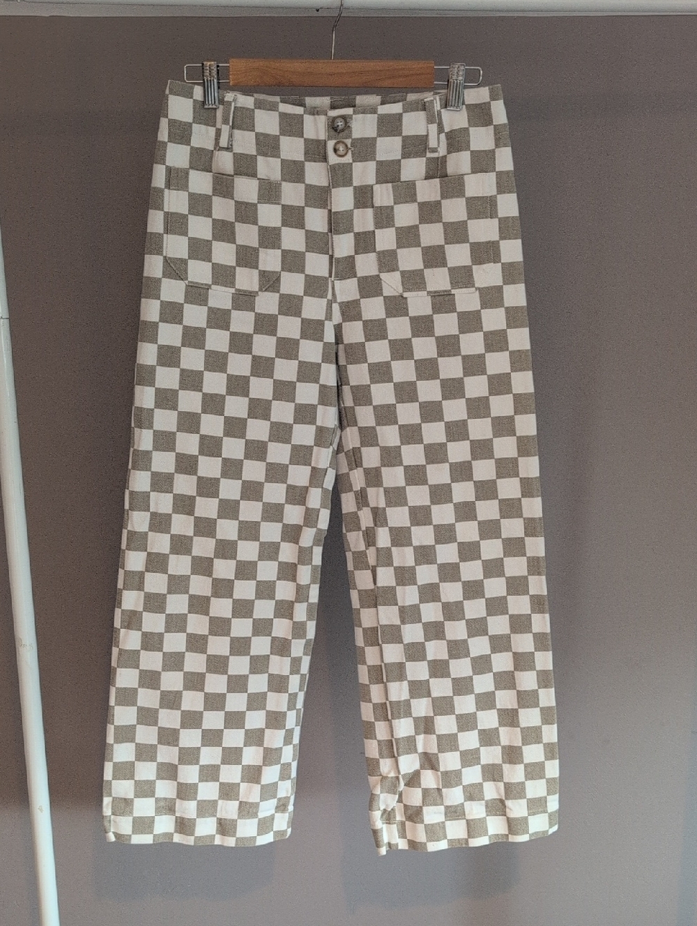 Bohme Wine Leg Checkered Pants With Front Pockets